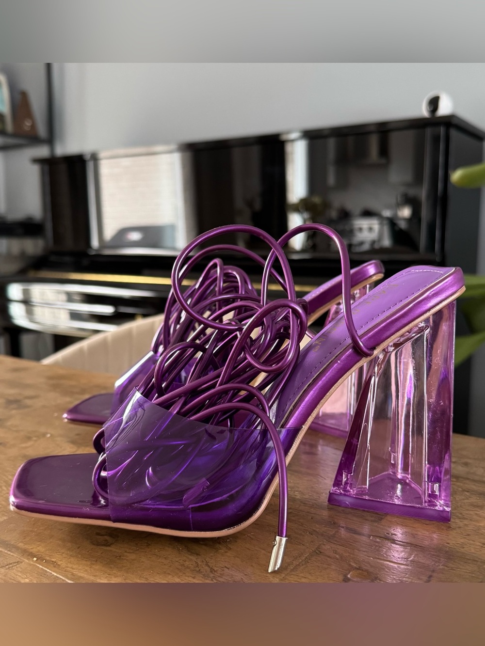 Purple Clear-Strap High Heel Sandals - Women - Picture 2 of 8
